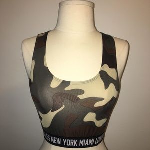 Army Camo Crop Top Sports Bra Cities